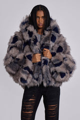 Mara Oversized Faux Fur Coat in Ashen