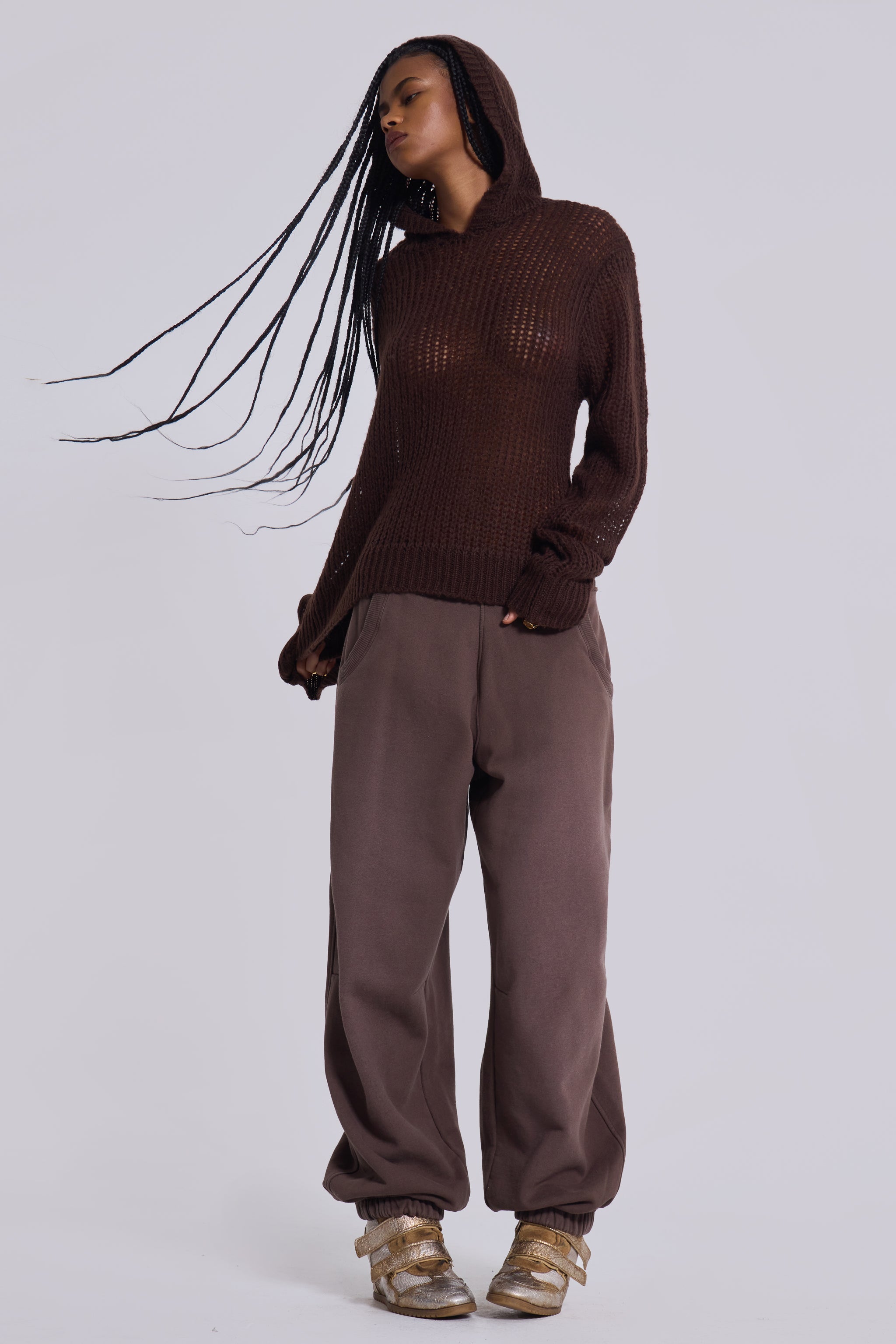 Open Gauge Knit Hoodie