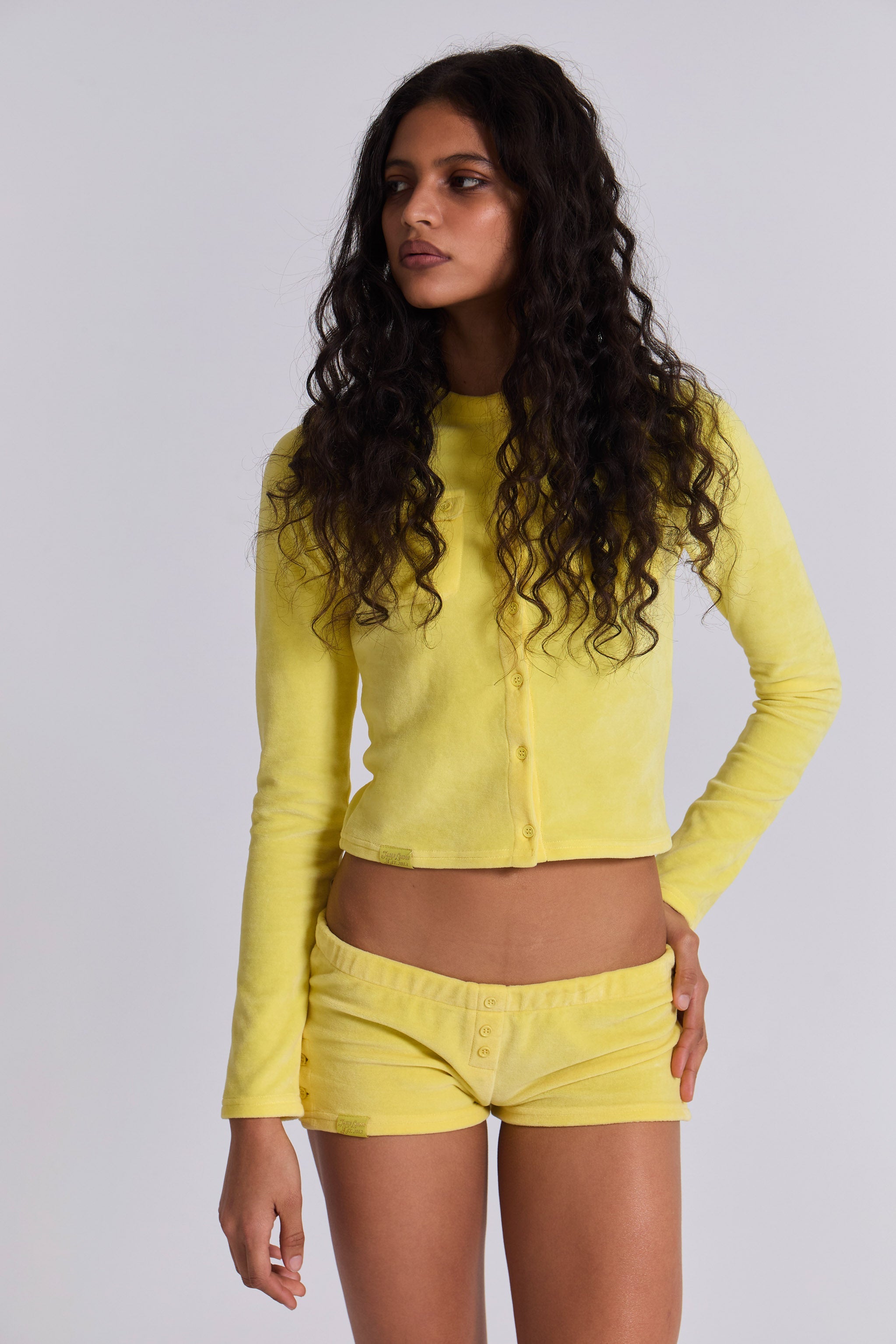 Lemon Velour Cardigan