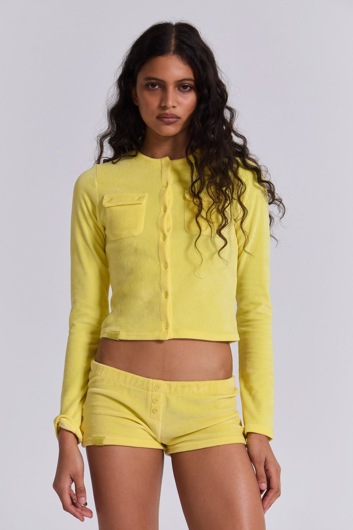 Lemon Velour Cardigan