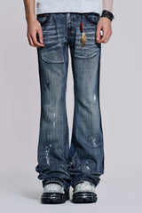 Vintage Blue Feather Drift Flared Jeans