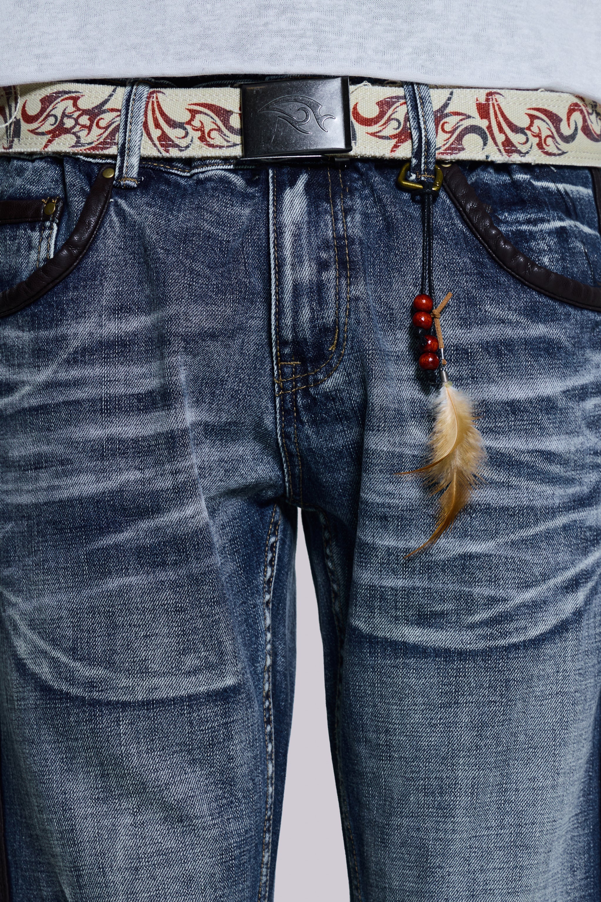 Vintage Blue Feather Drift Flared Jeans