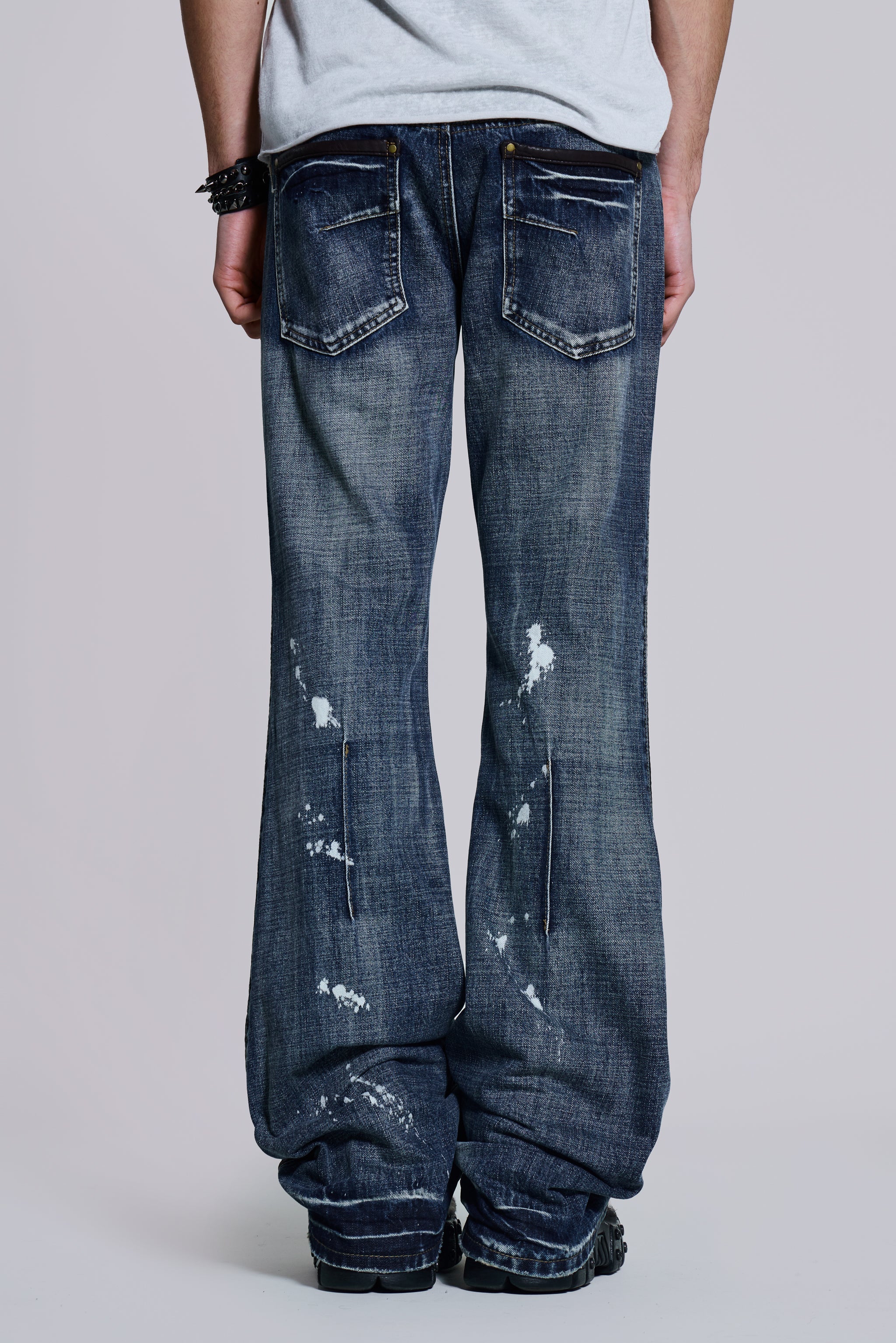 Vintage Blue Feather Drift Flared Jeans