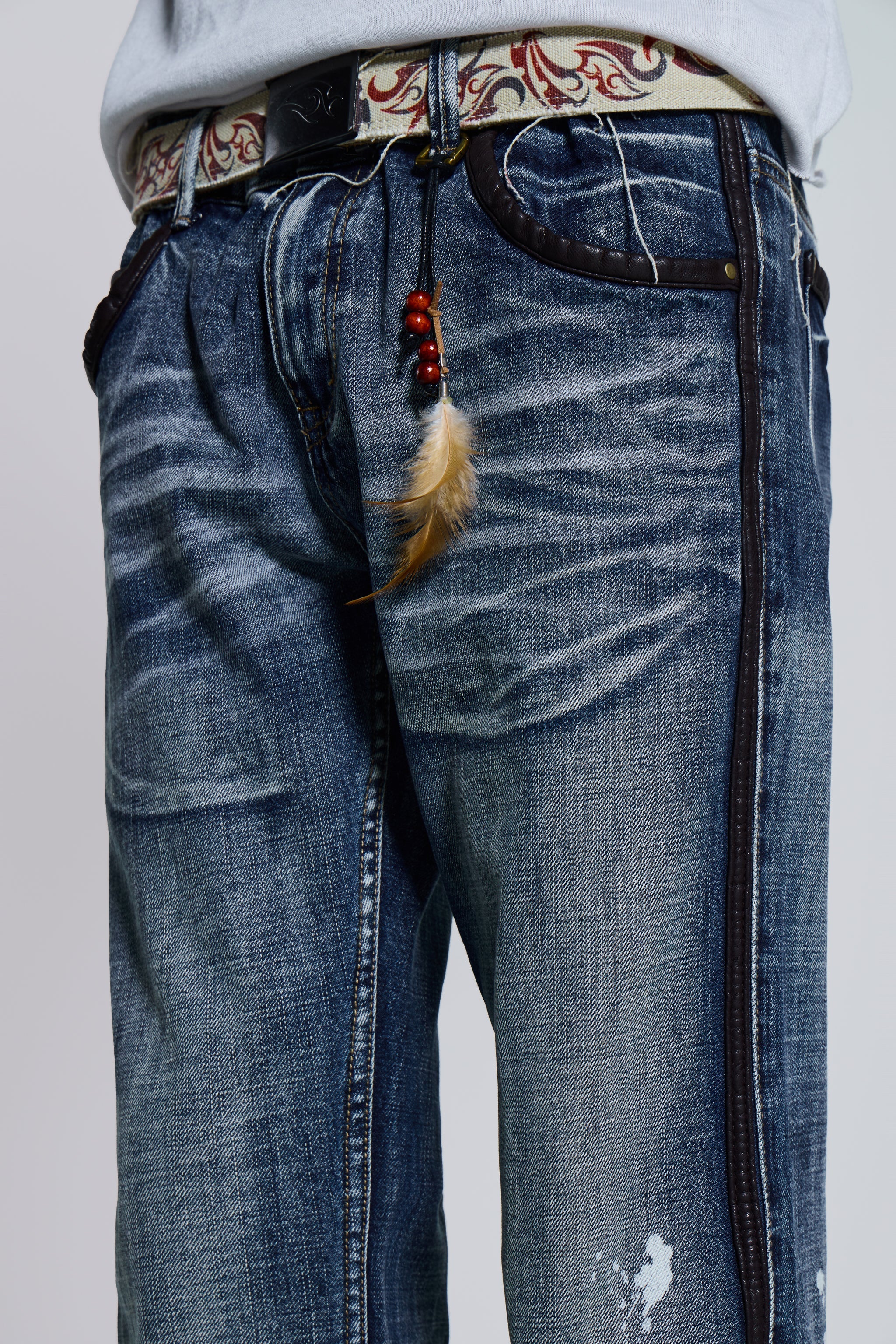 Vintage Blue Feather Drift Flared Jeans