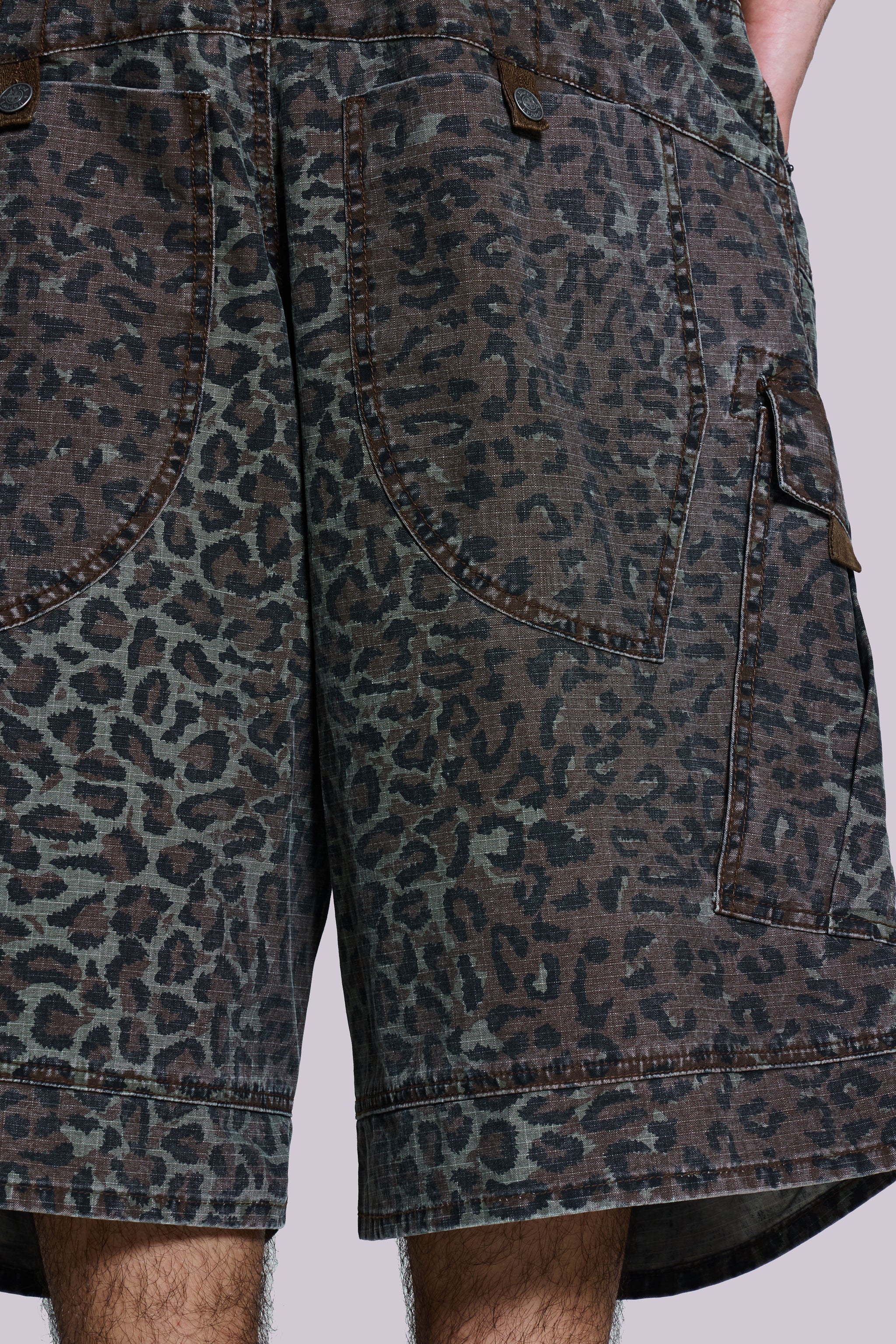 Charcoal Leopard Cadet Baggy Shorts