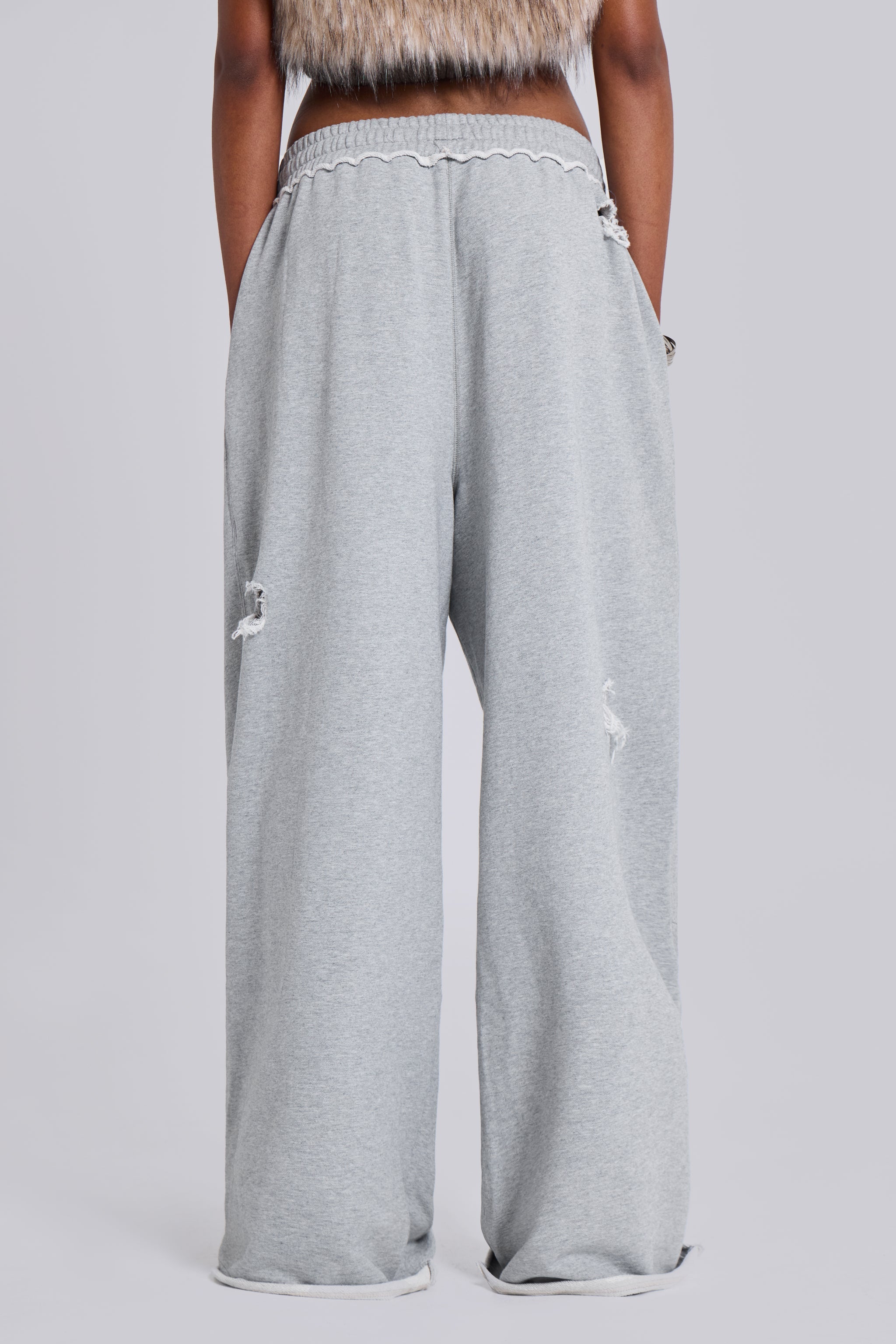 Distressed Grey Marl Baggy Monster Joggers