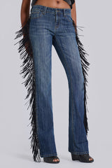 El Topo Fringe Bootcut Jeans in Blue Wash