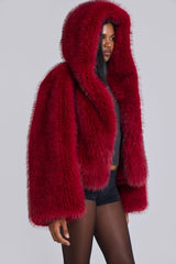 Mara Oversized Faux Fur Coat in Red