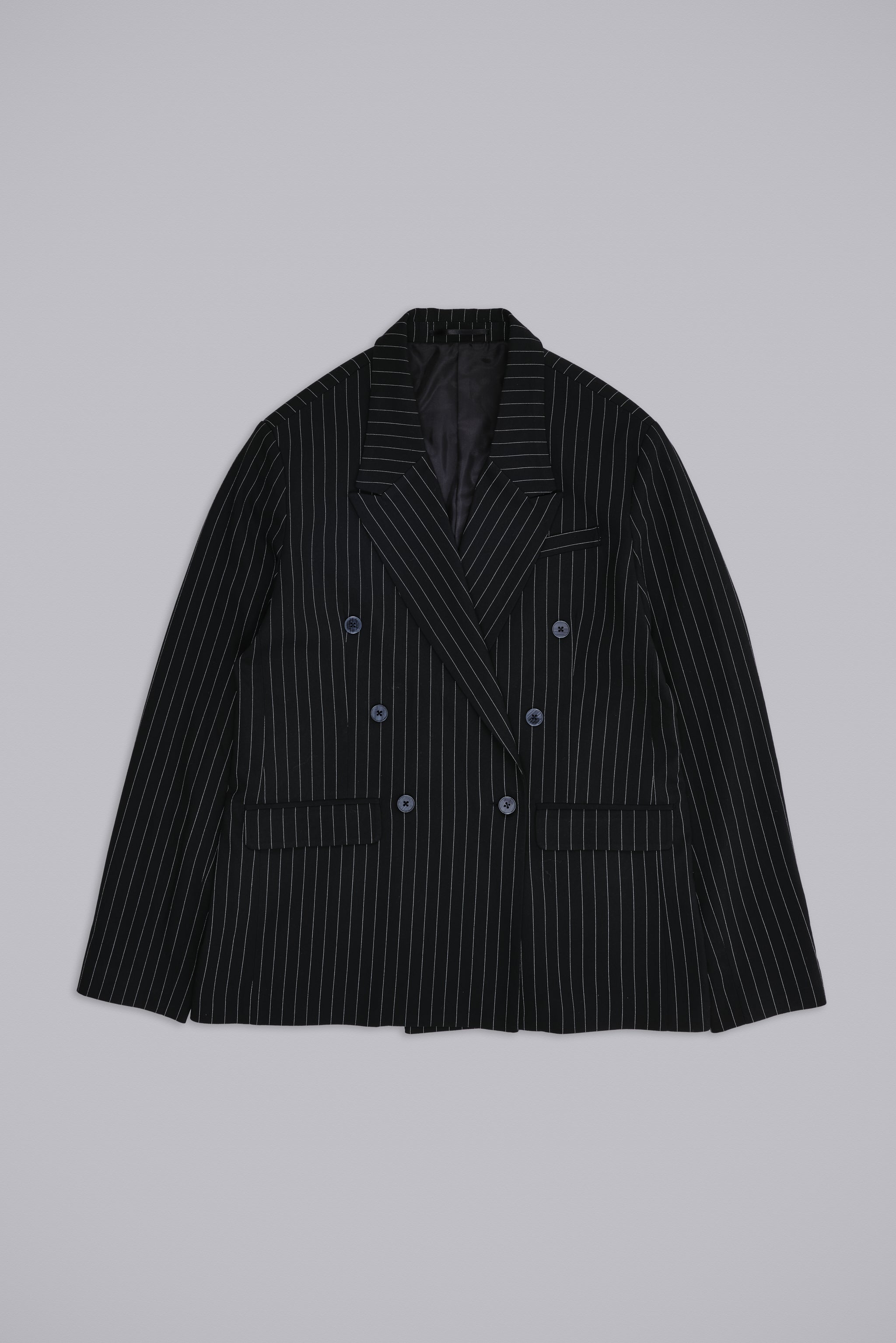 Goliath Pinstripe Double Breasted Boxy Blazer