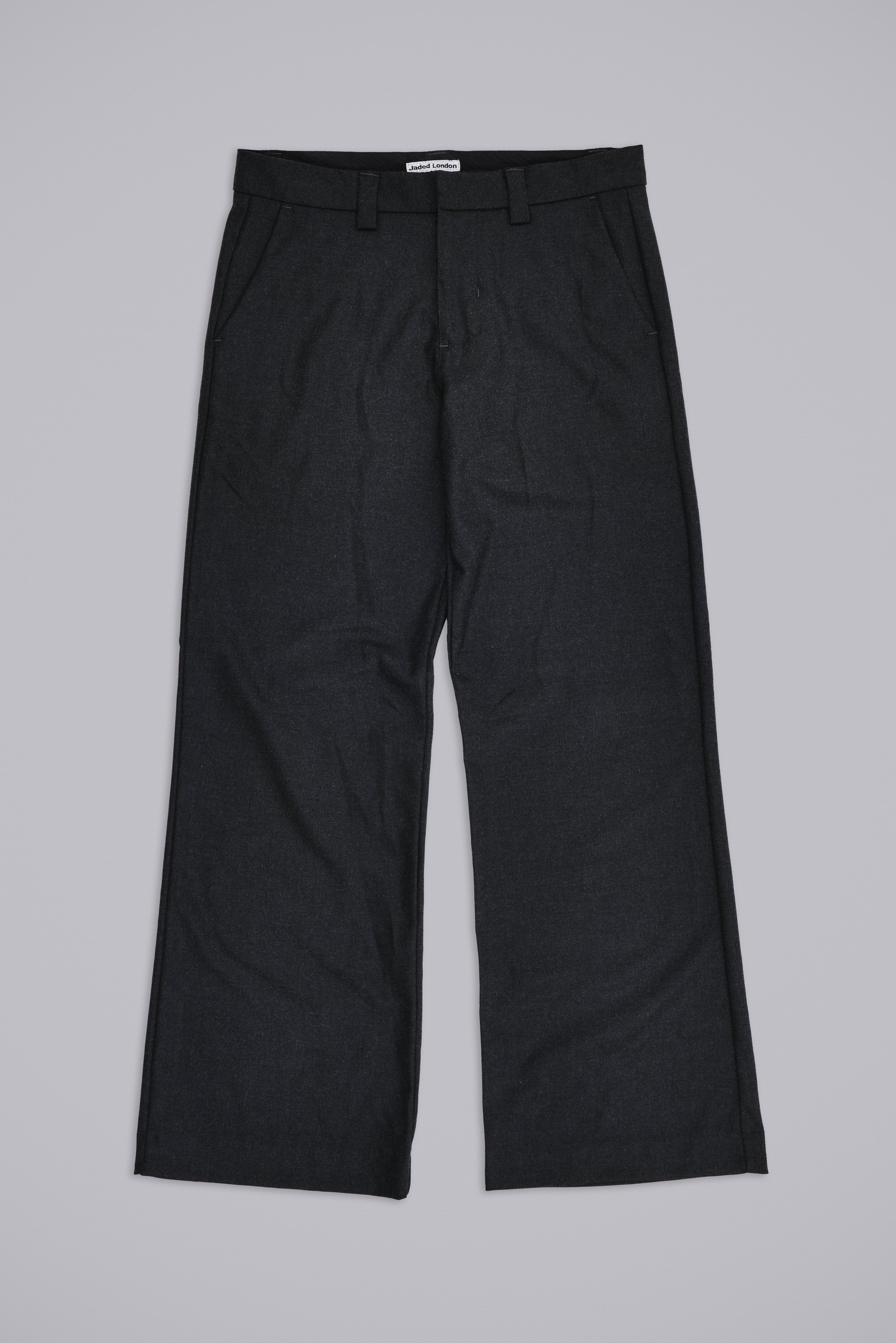 Charcoal Stacked Straight Suit Pants