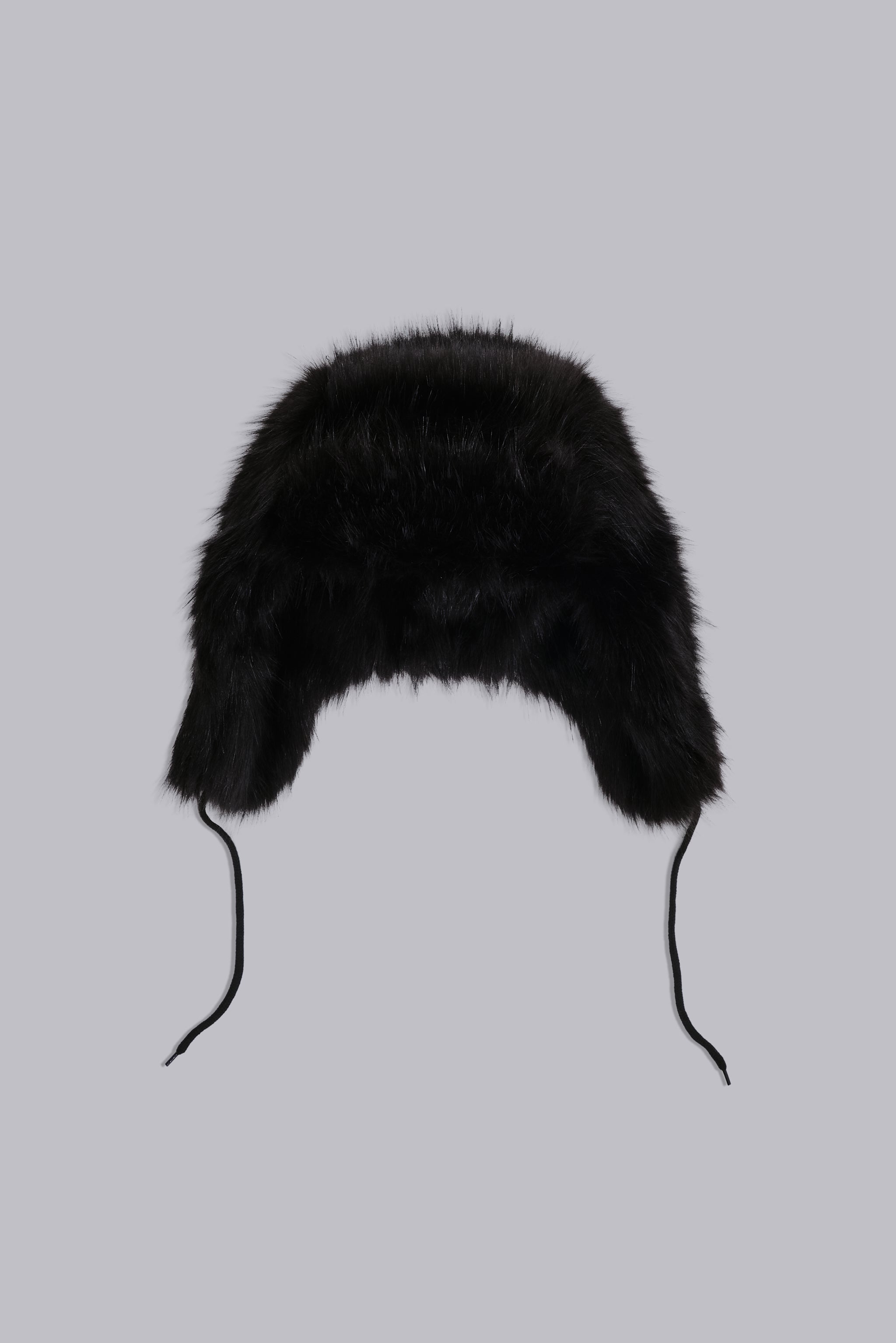 Black Faux Fur Trapper Hat
