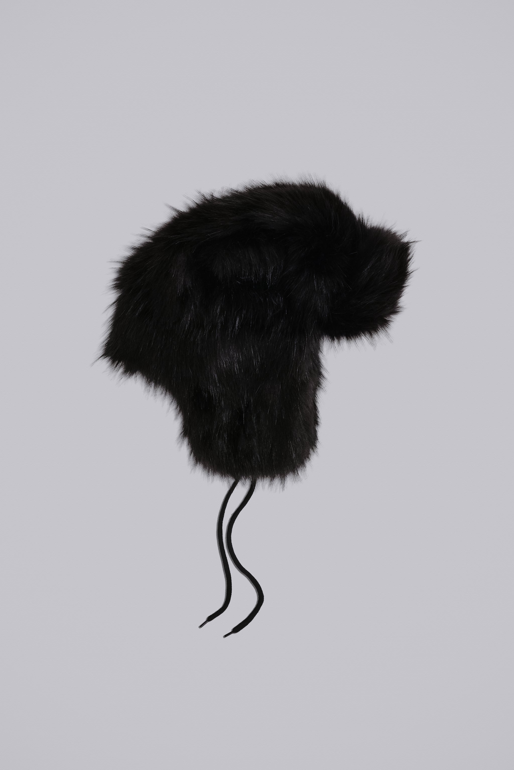 Black Faux Fur Trapper Hat