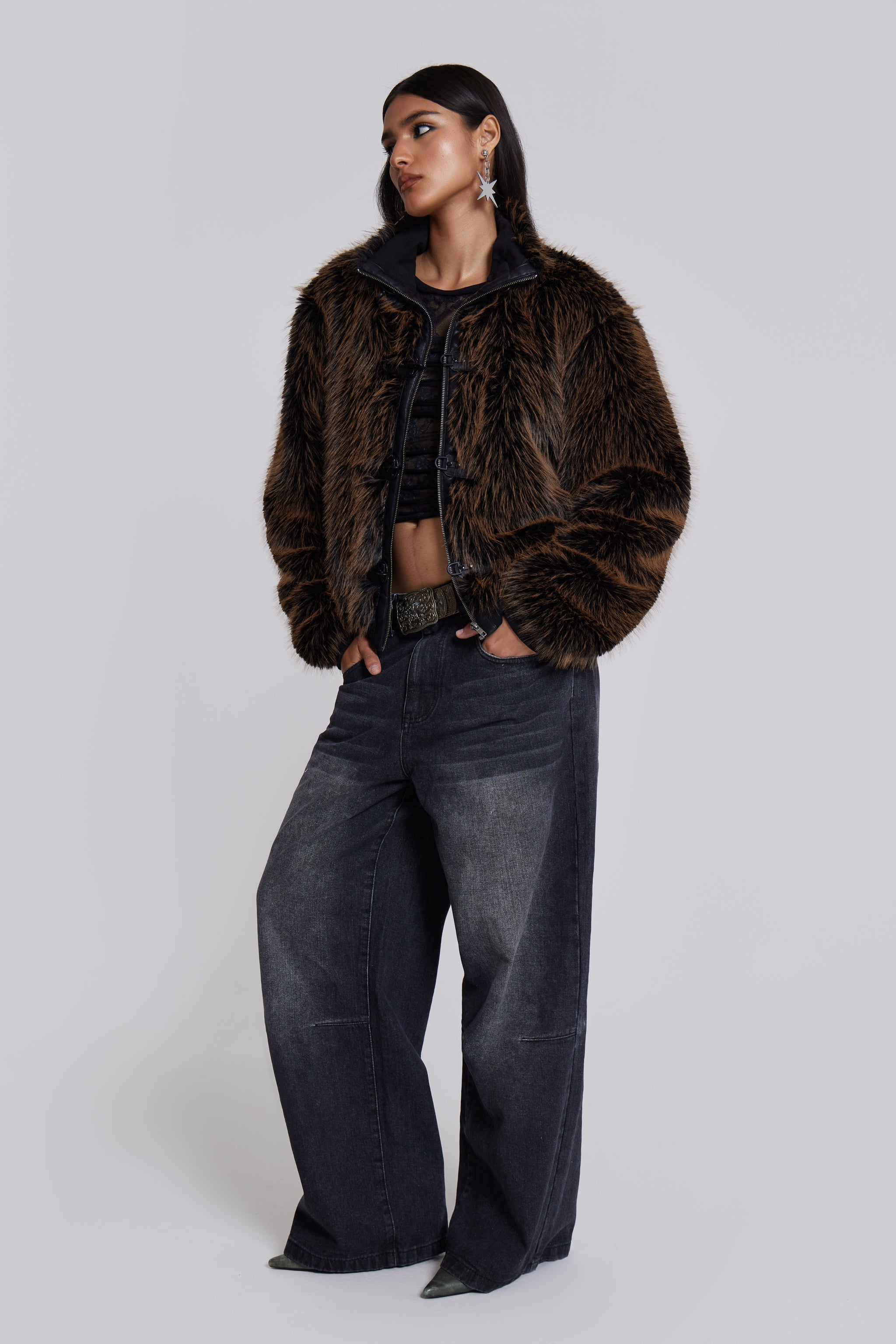 Brown Mendoza Faux Fur Jacket