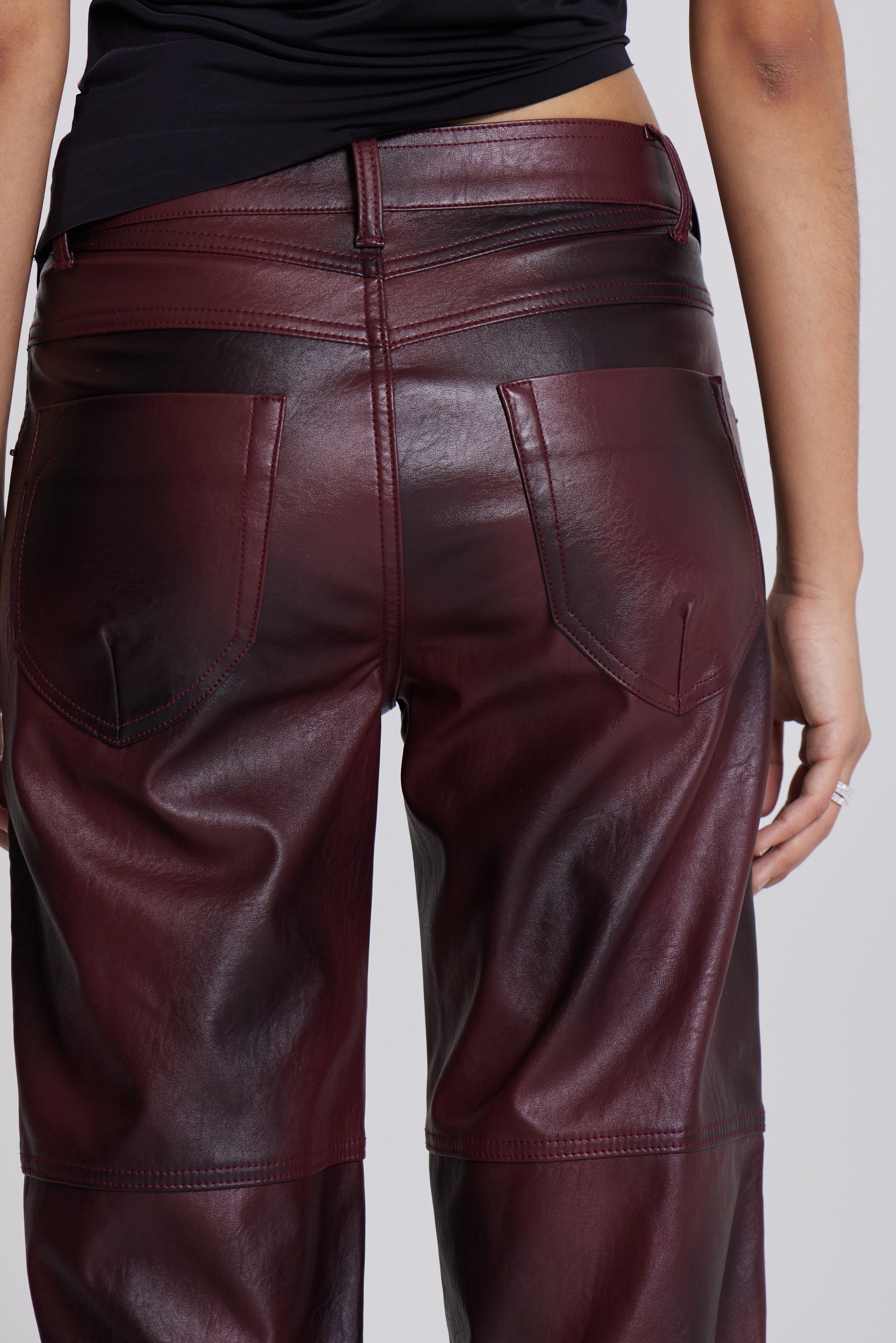 Oxblood Faux Leather Pants