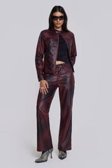 Oxblood Faux Leather Pants