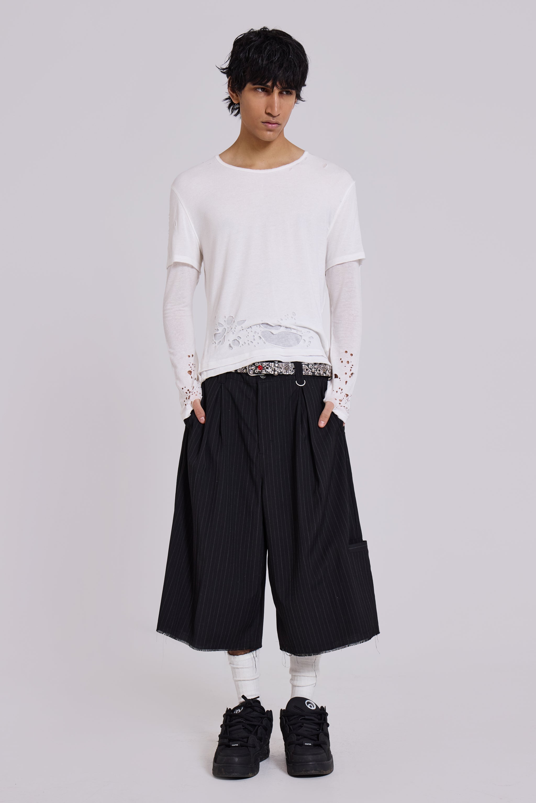 Black Pinstripe XL Goliath Baggy Shorts