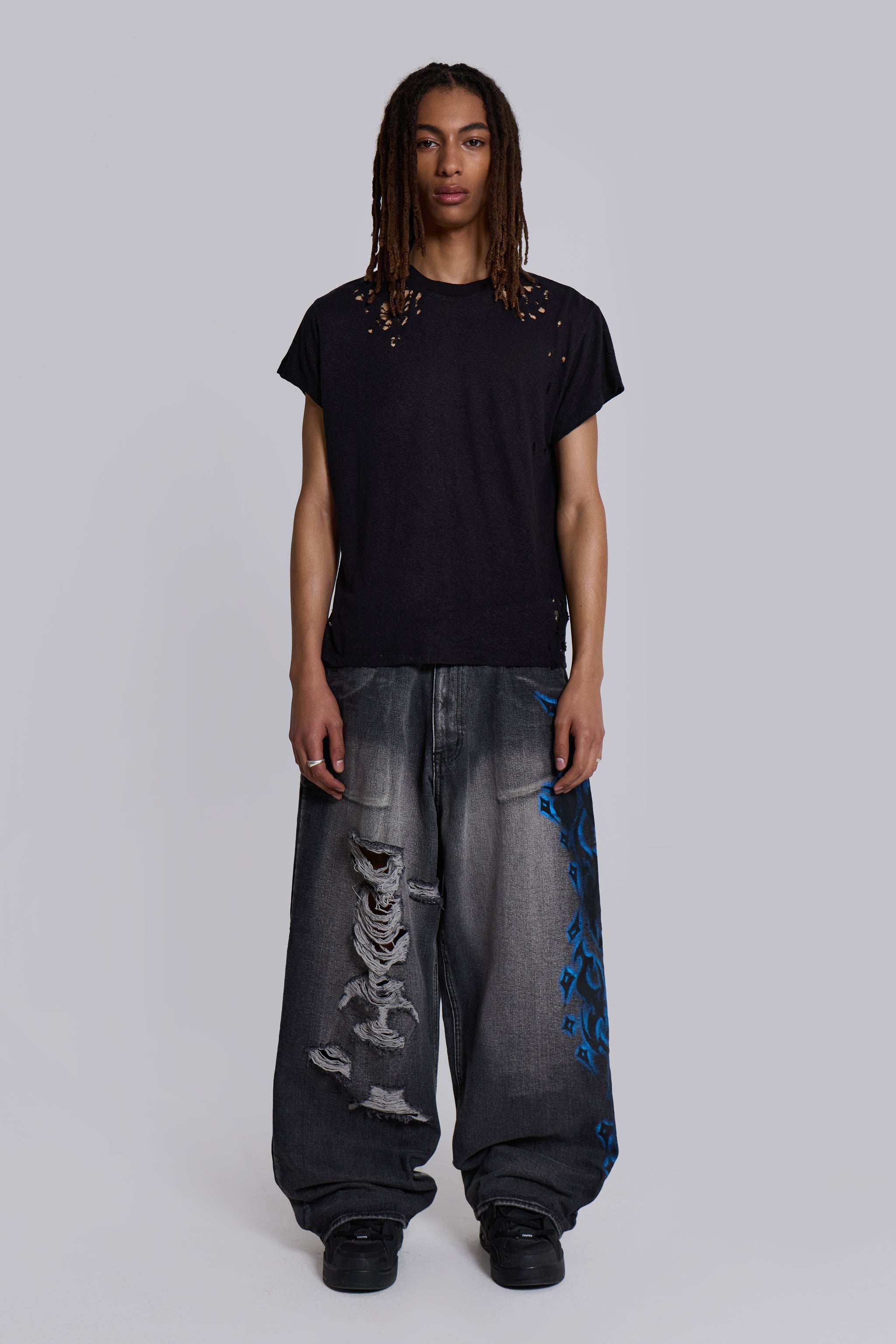 Black Spike Airbrush XL Ripped Colossus Jeans