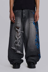 Black Spike Airbrush XL Ripped Colossus Jeans