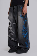 Black Spike Airbrush XL Ripped Colossus Jeans