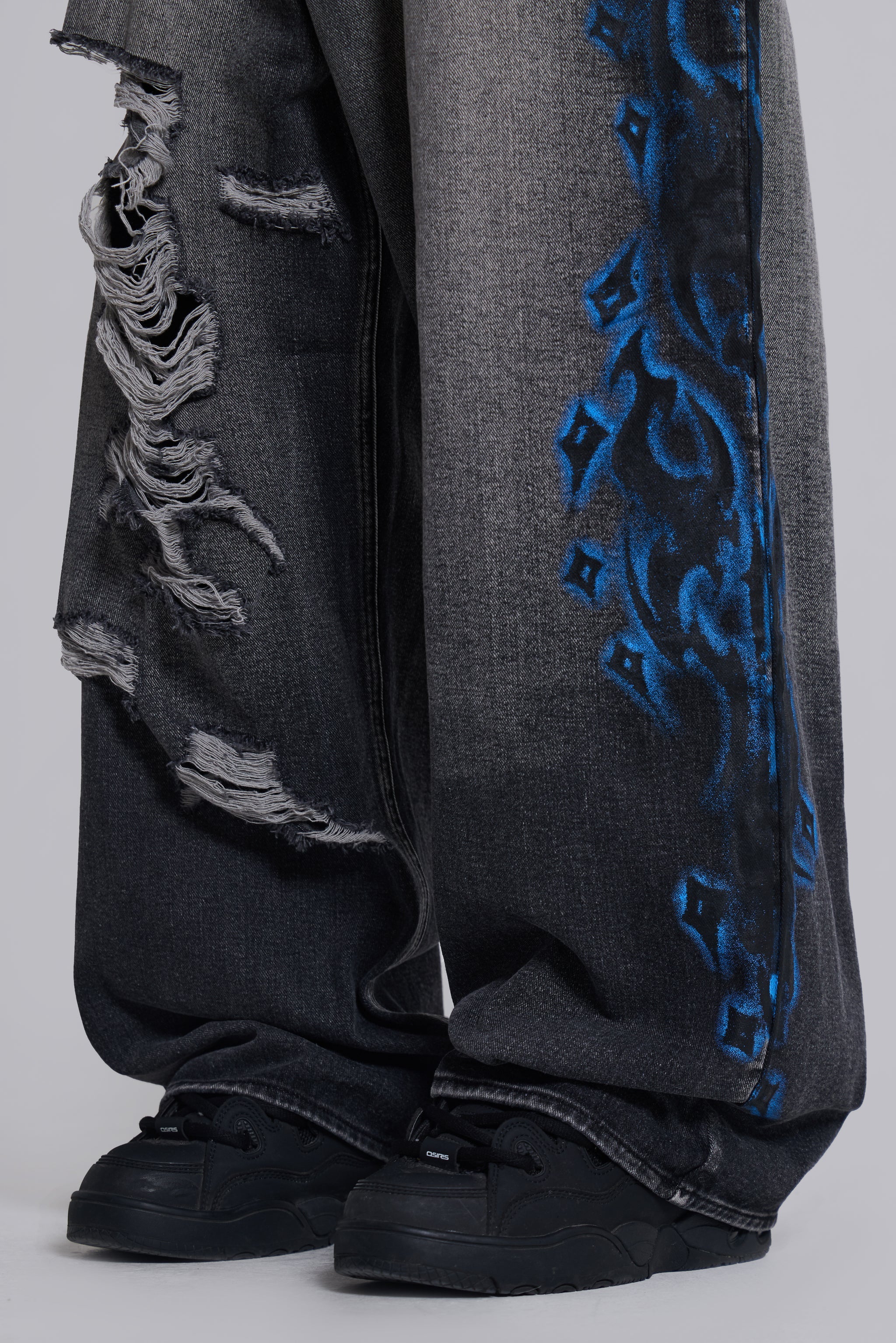 Black Spike Airbrush XL Ripped Colossus Jeans