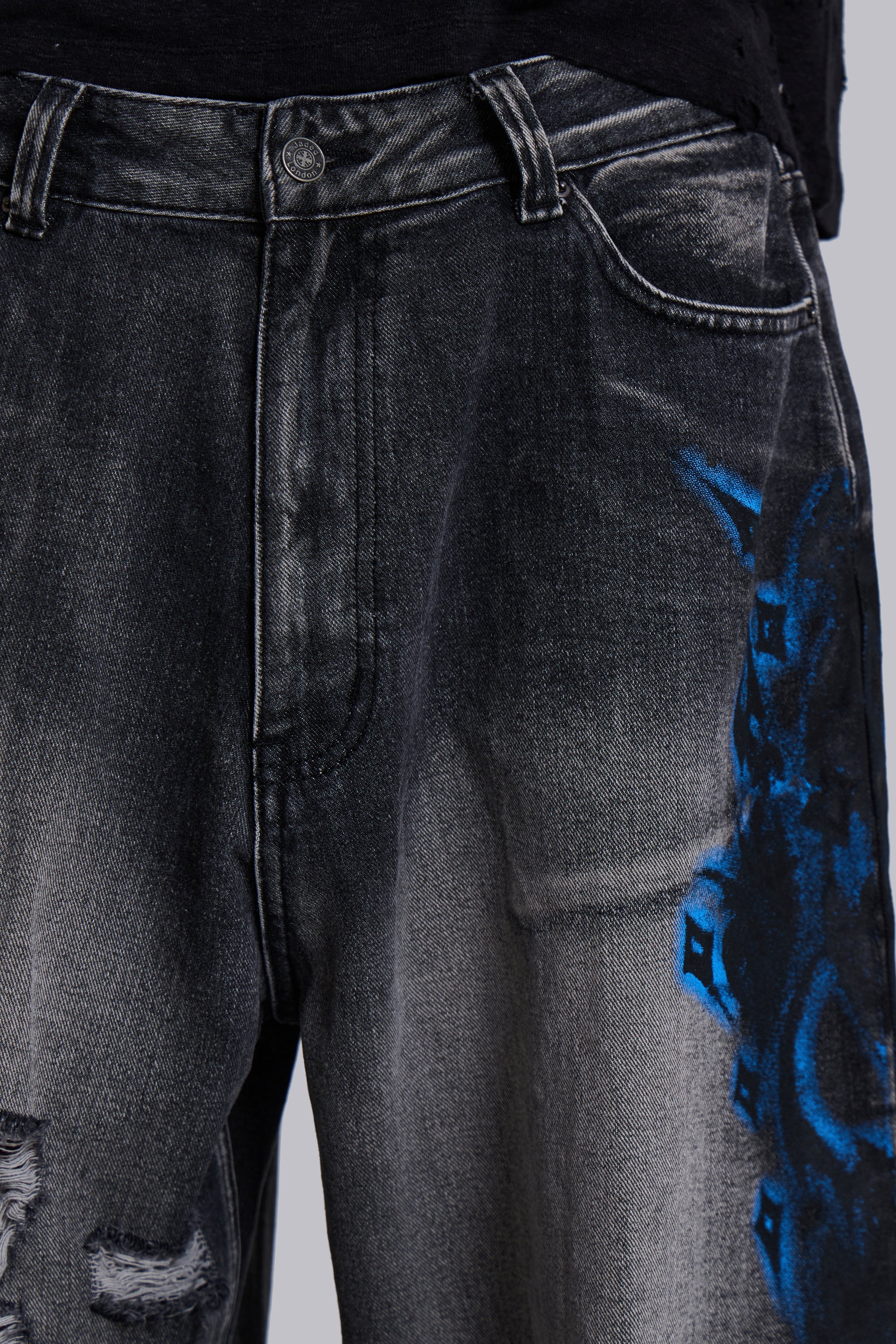 Black Spike Airbrush XL Ripped Colossus Jeans