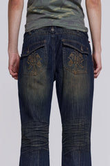 Embroidered Bass Flared Jeans