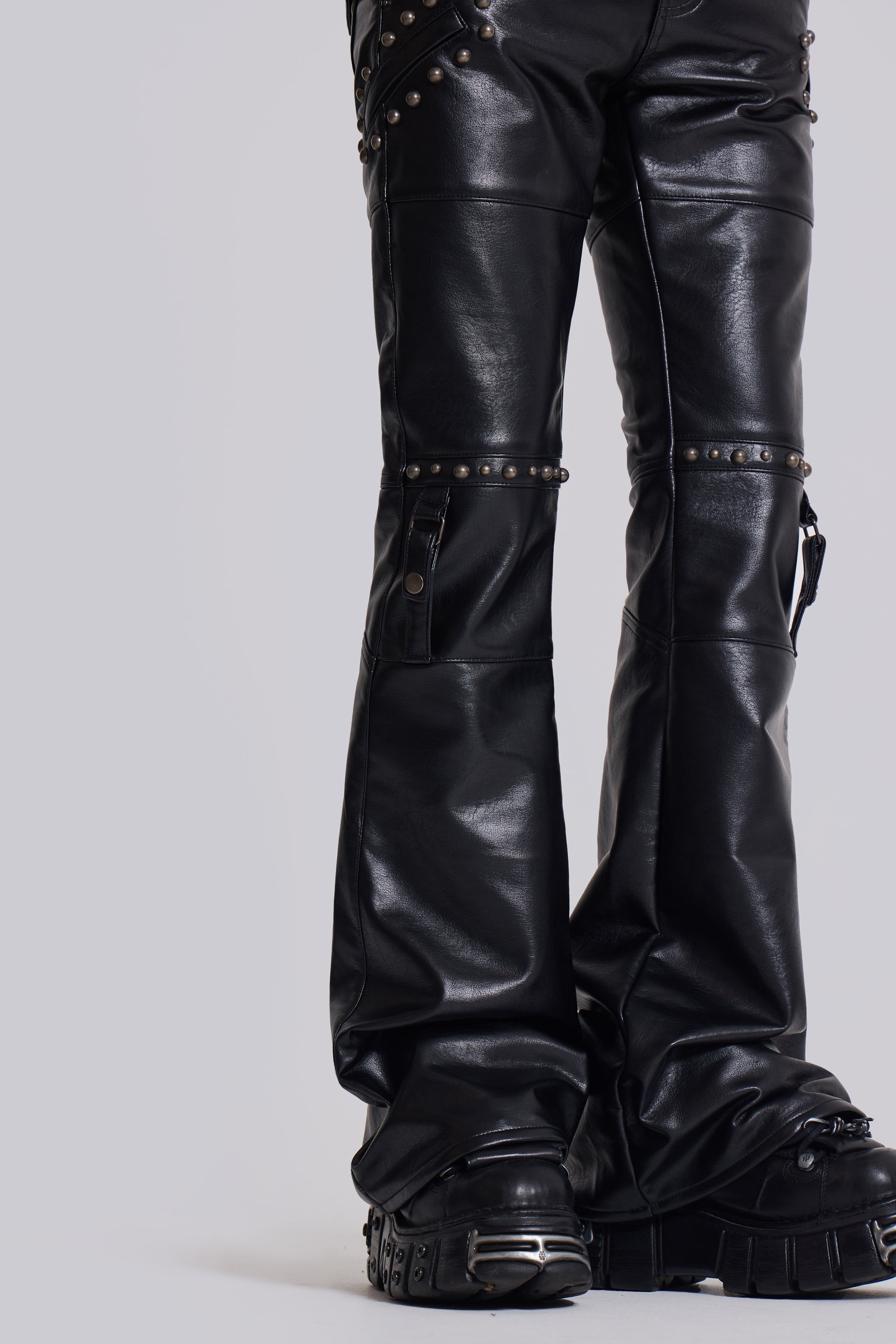 Black Carbon Studded Drift Bootcut Pants