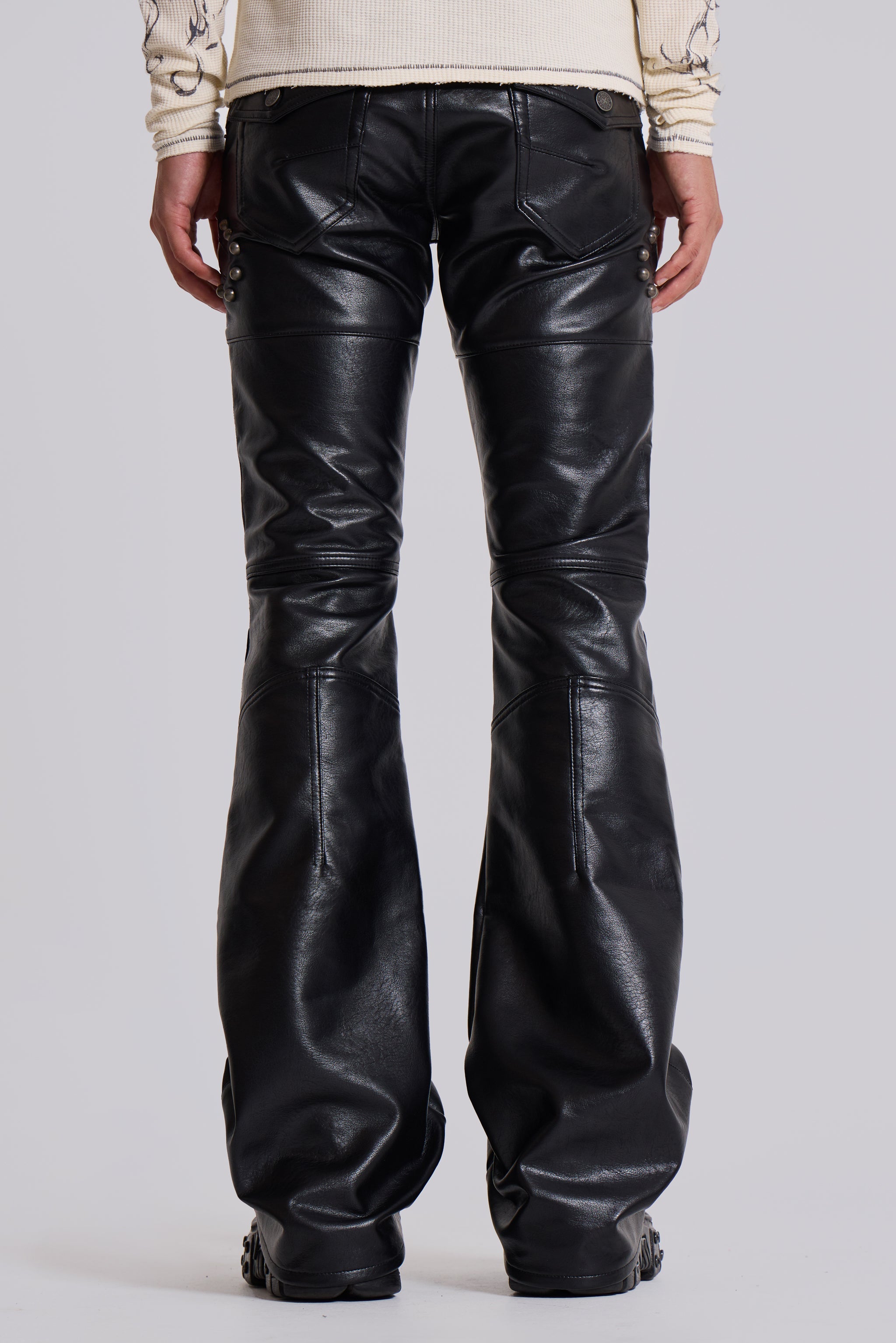 Black Carbon Studded Drift Bootcut Pants