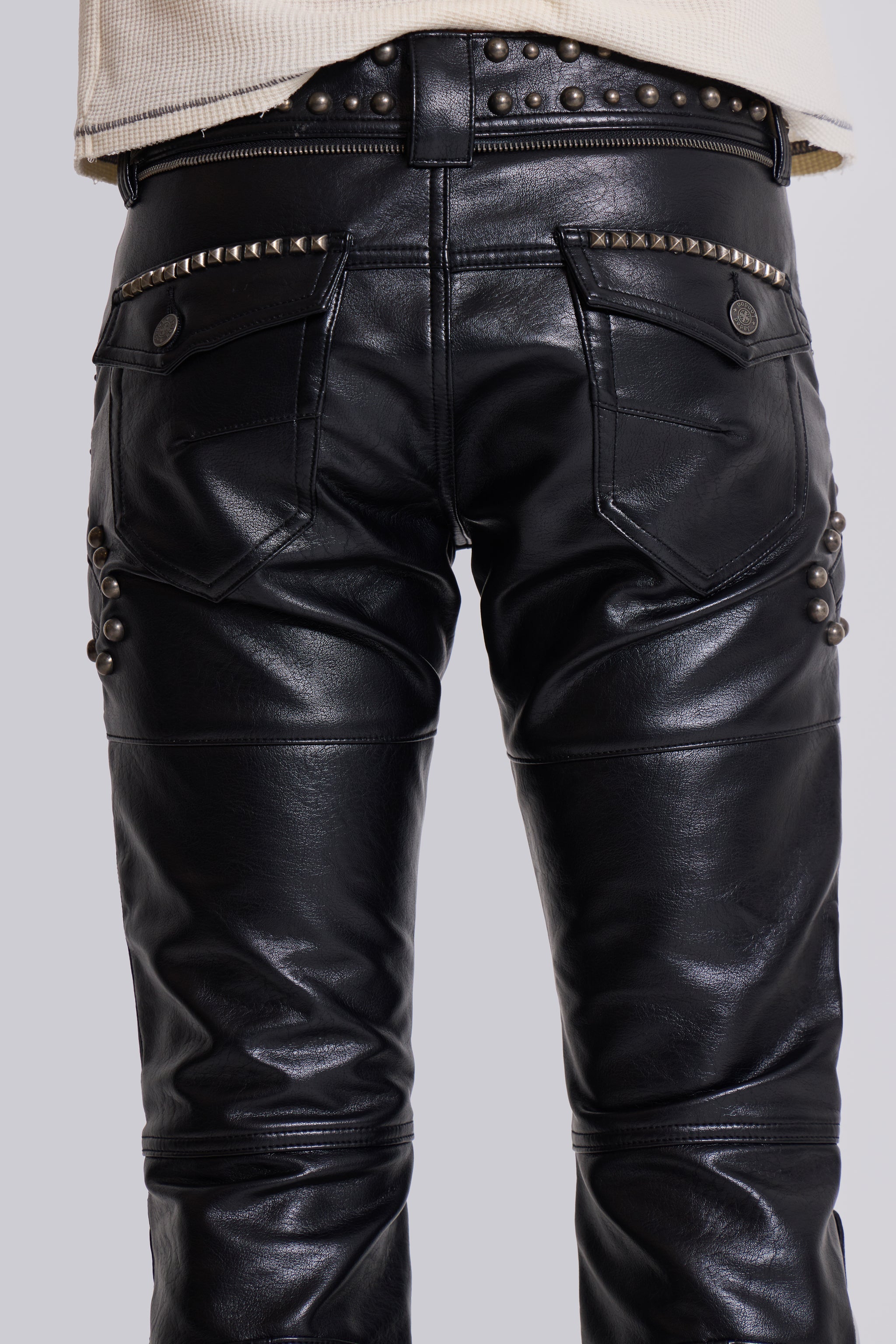 Black Carbon Studded Drift Bootcut Pants