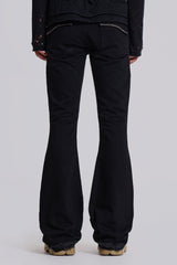 Jet Black Studded Drift Flared Jeans