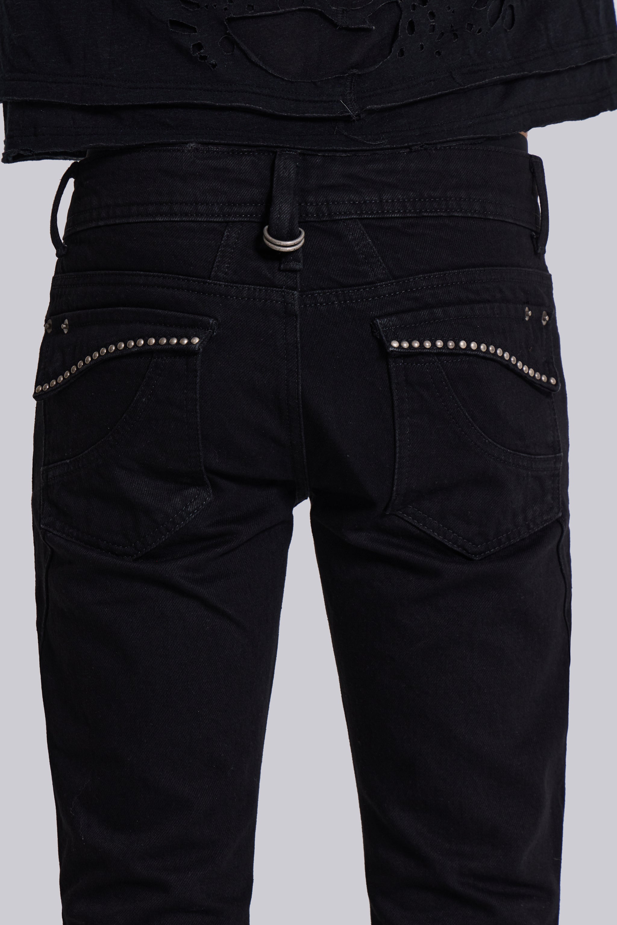 Jet Black Studded Drift Flared Jeans