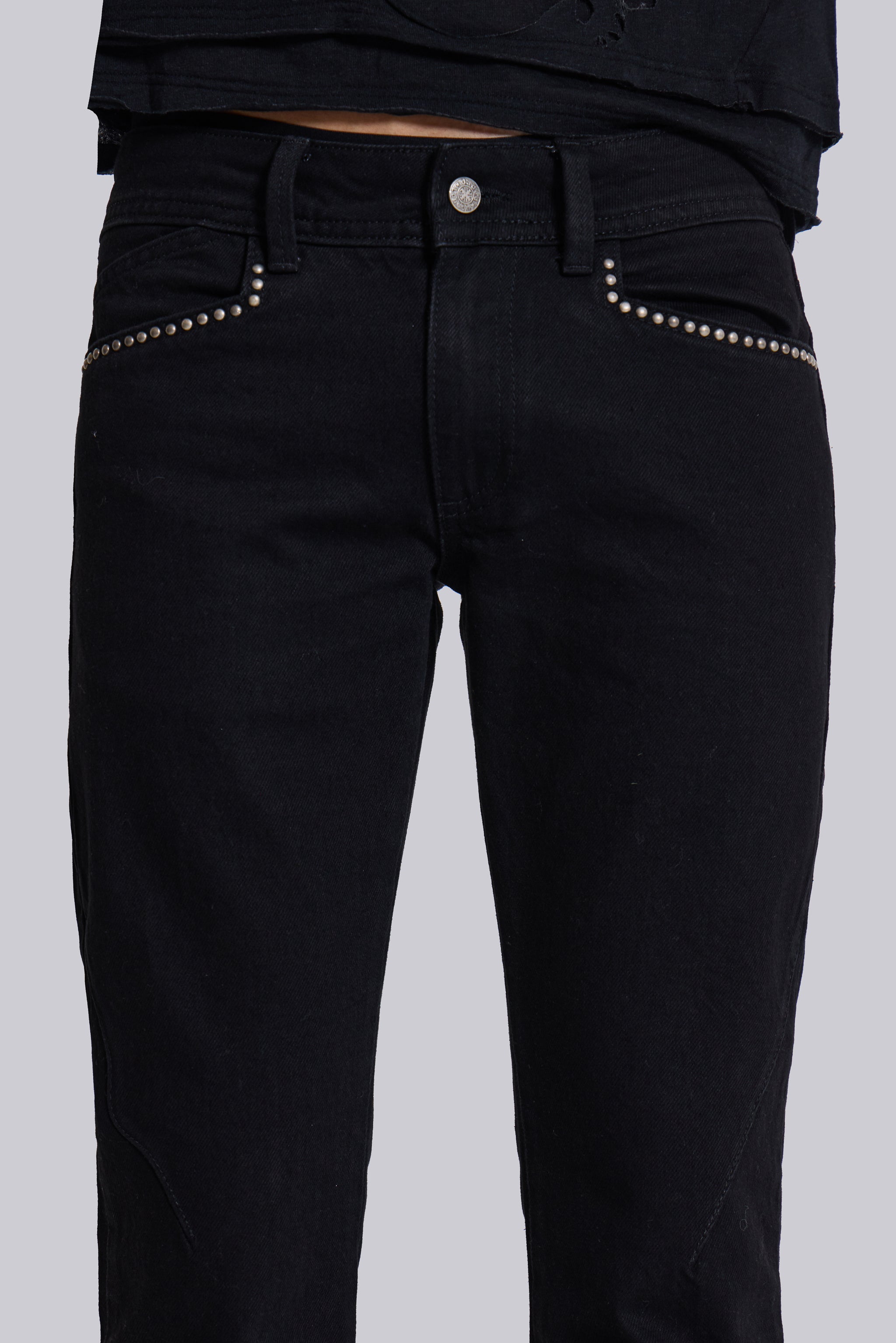 Jet Black Studded Drift Flared Jeans