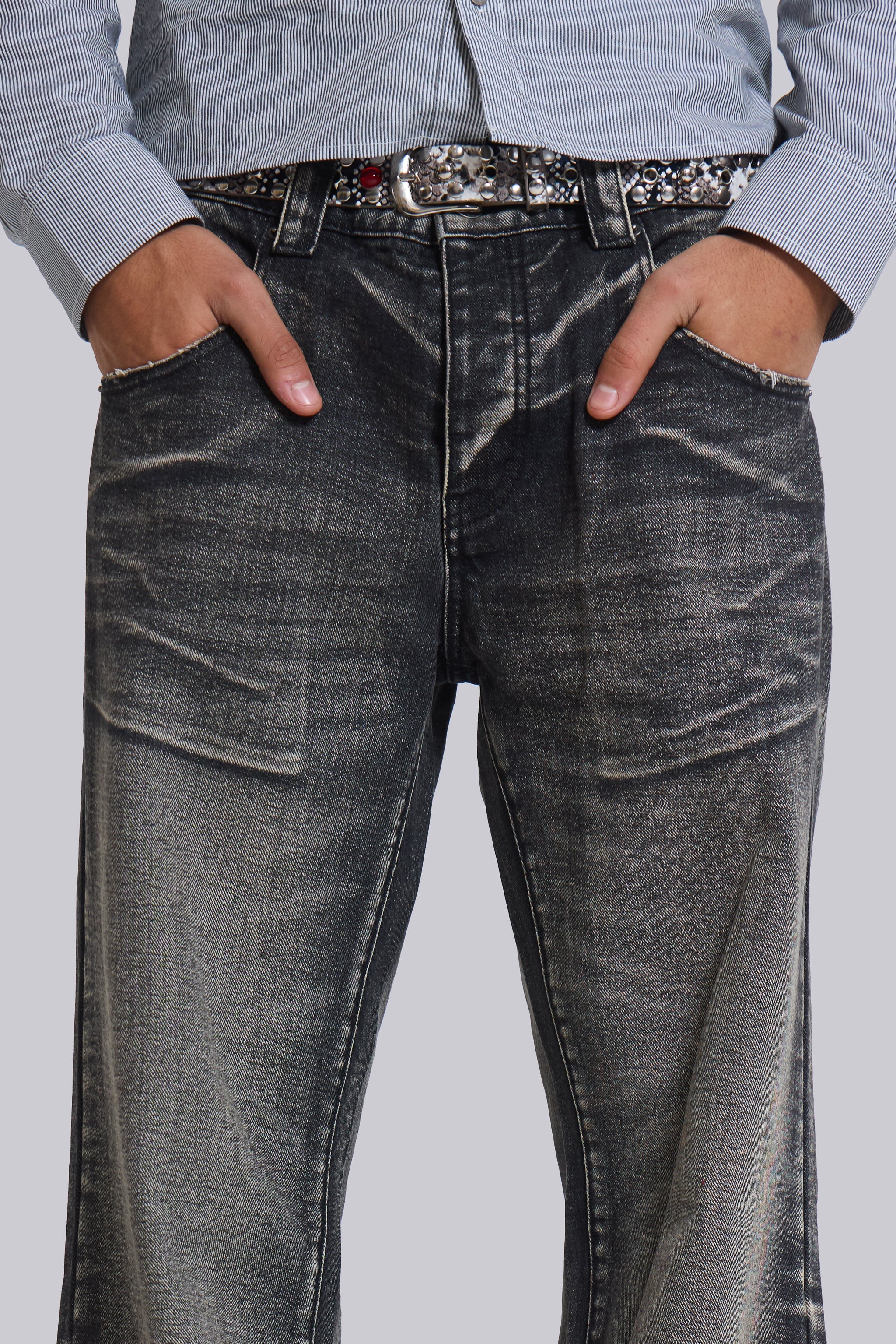 Washed Black Blaze Flared Jeans