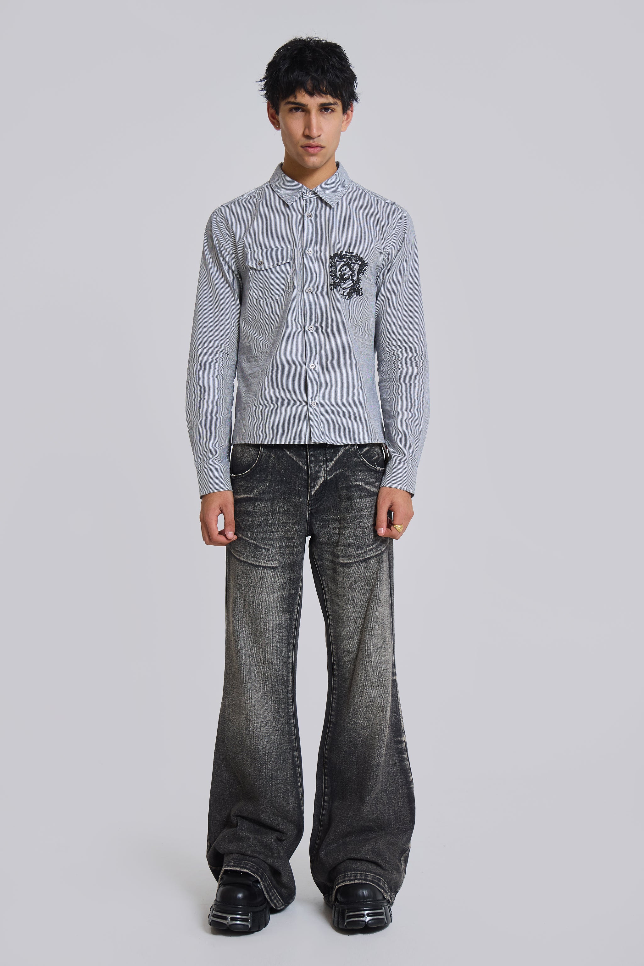 Washed Black Blaze Flared Jeans