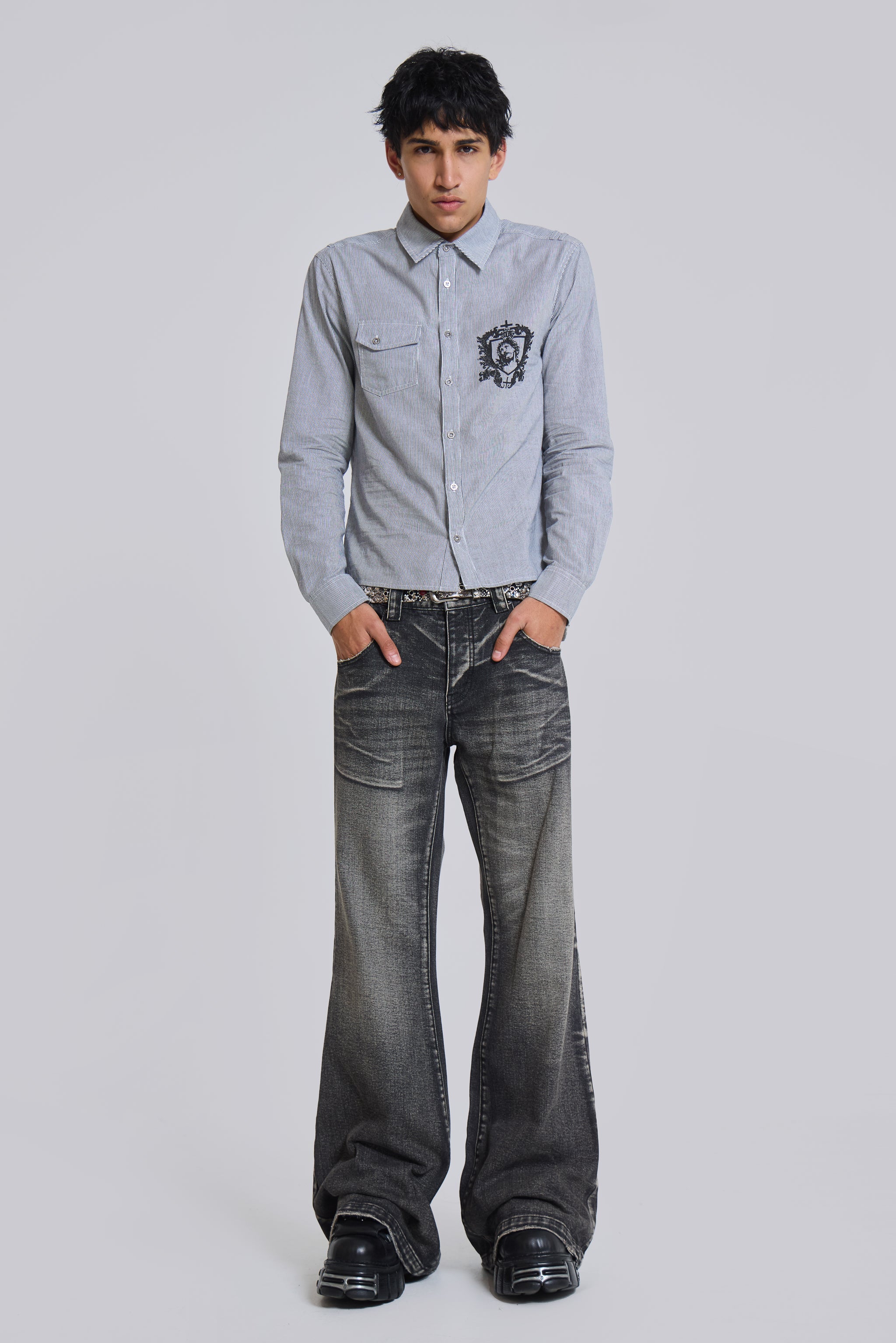 Washed Black Blaze Flared Jeans