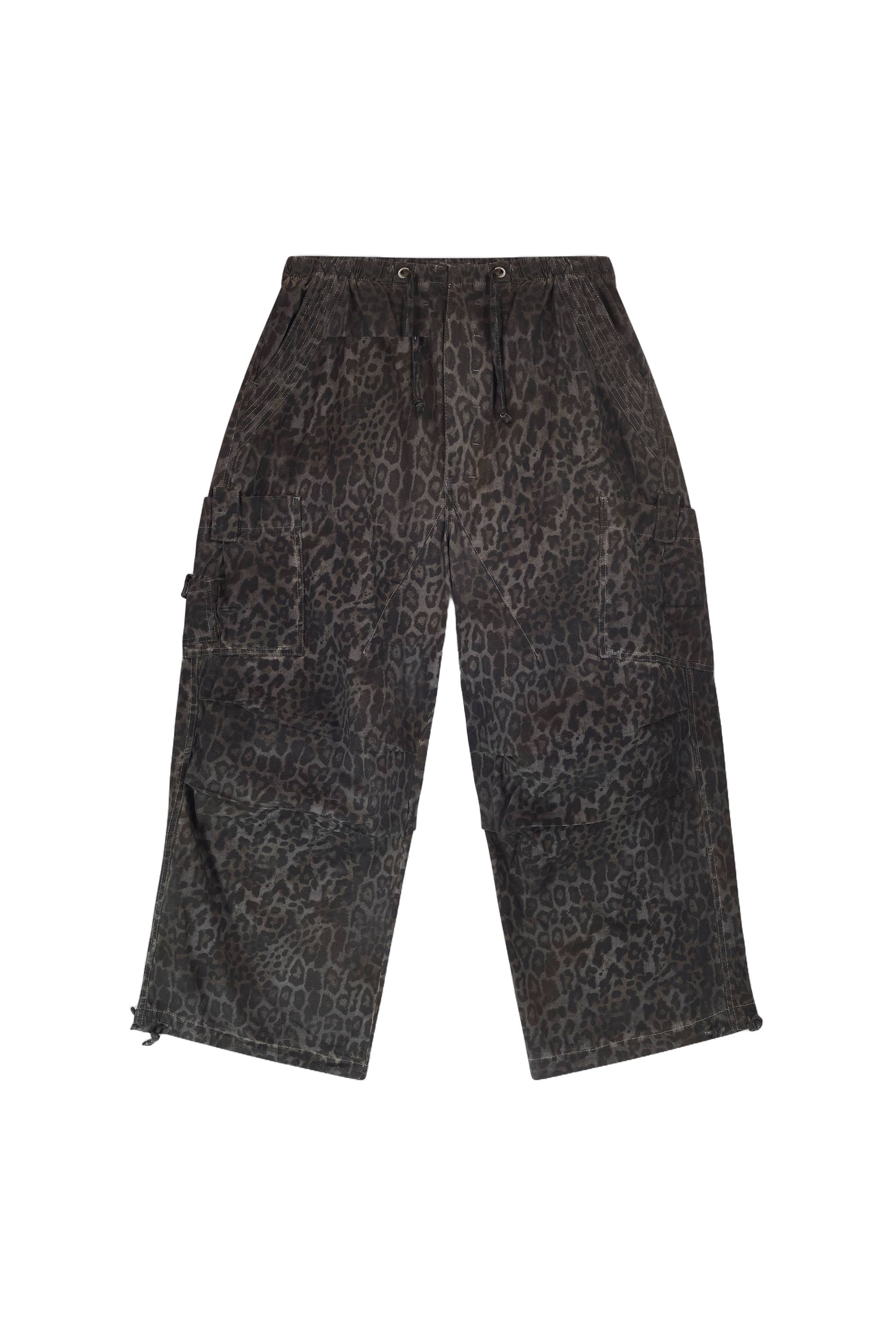 Charcoal Leopard Parachute Pants