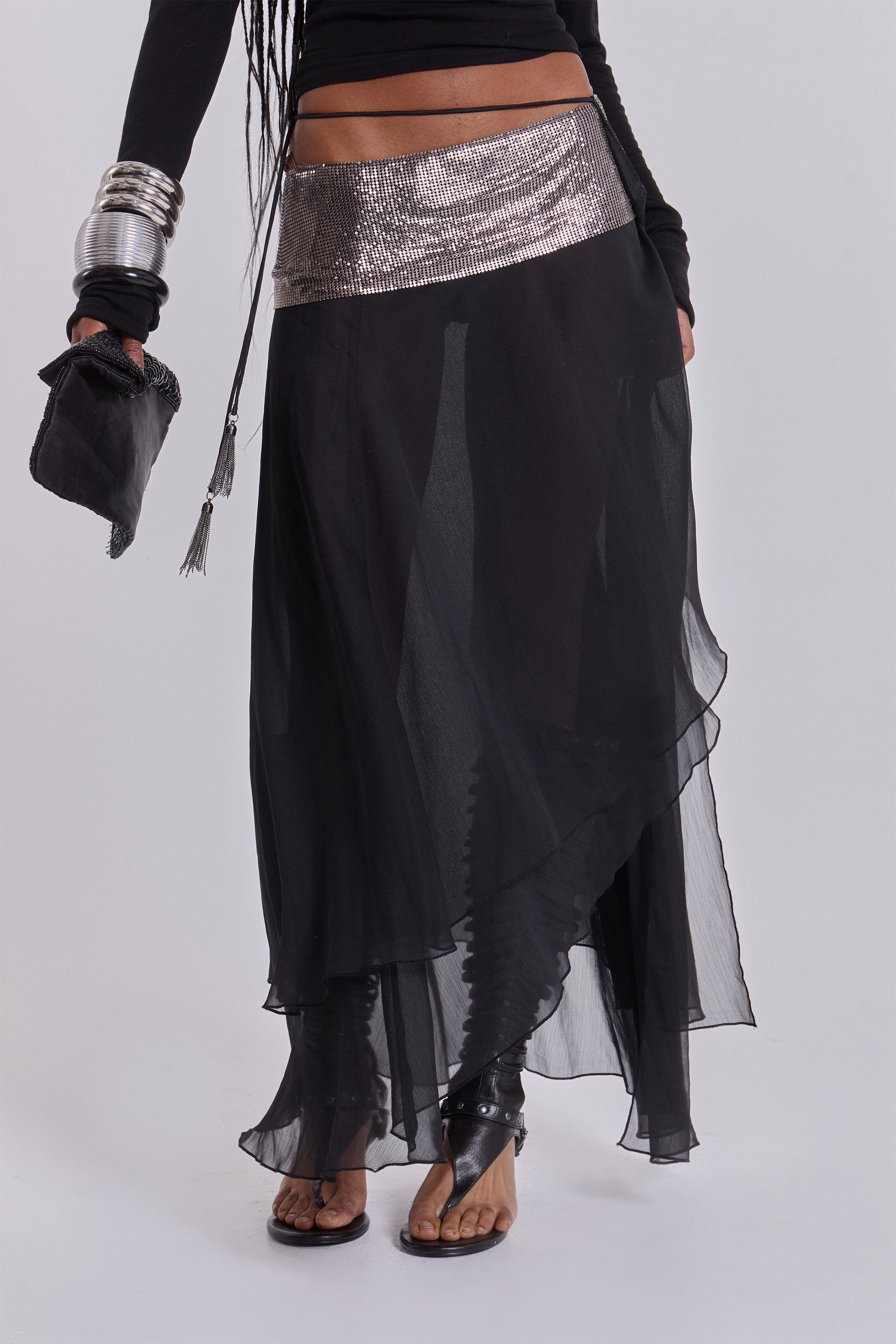 Evodia Chainmail Chiffon Wrap Skirt