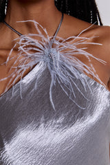 Talassa Maxi Dress with Real Feather