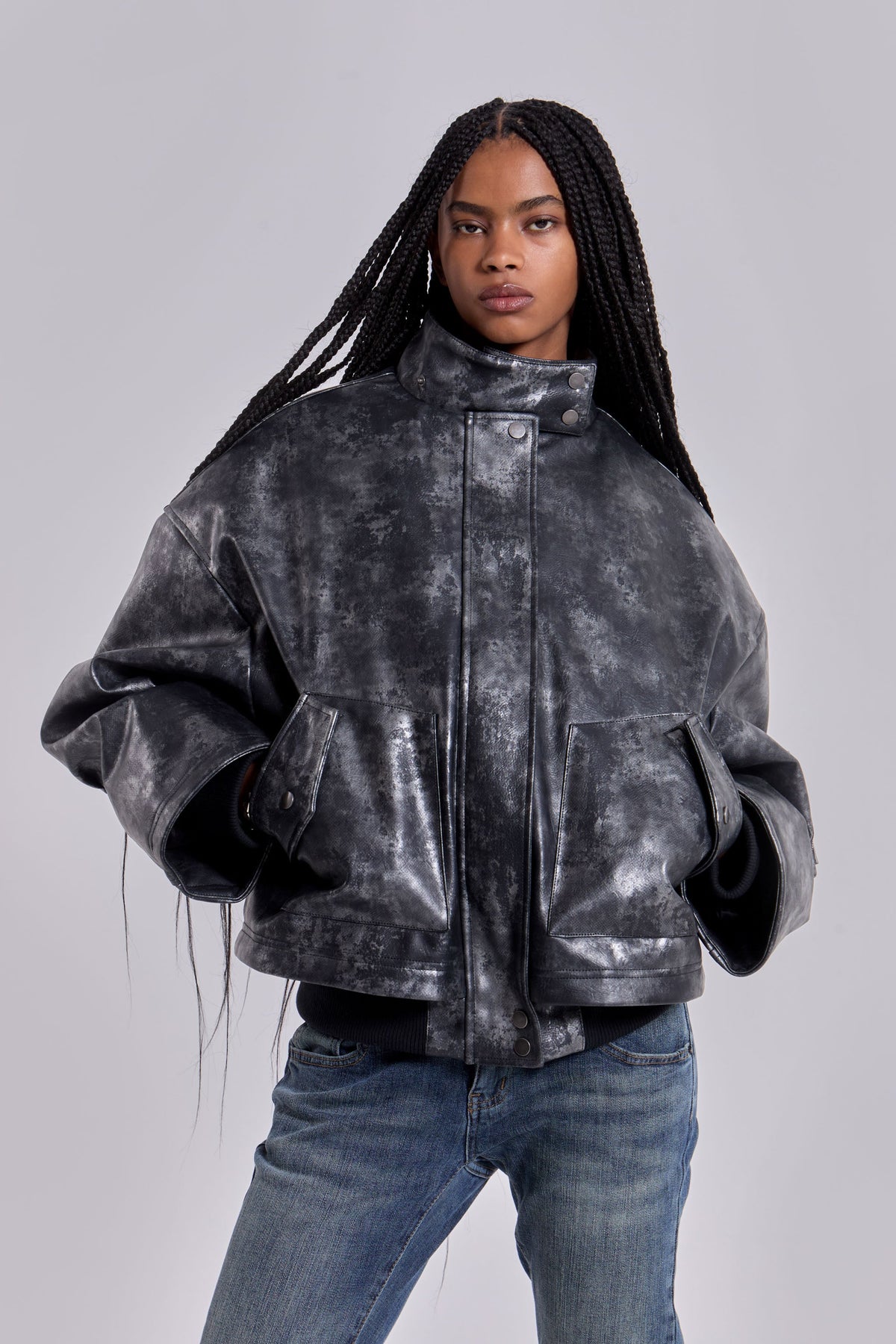 Mistra PU Leather Bomber Jacket