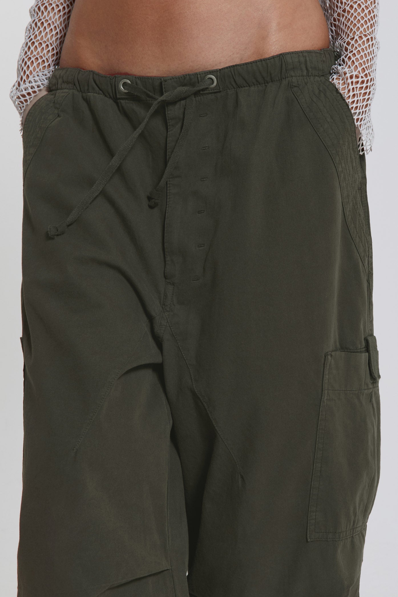 Khaki Parachute Cargo Pants