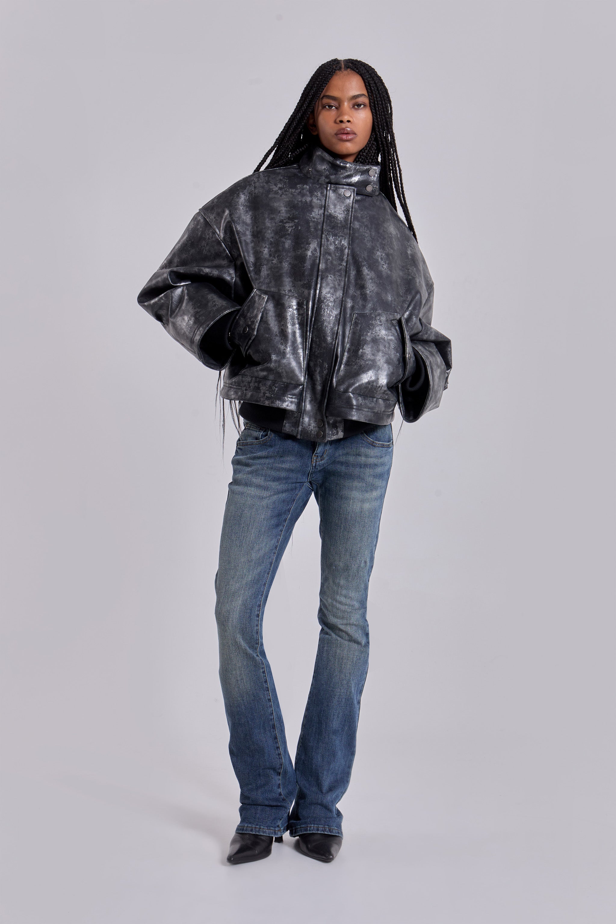 Mistra PU Leather Bomber Jacket