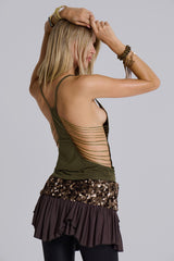 Aleya Beaded Top in Khaki
