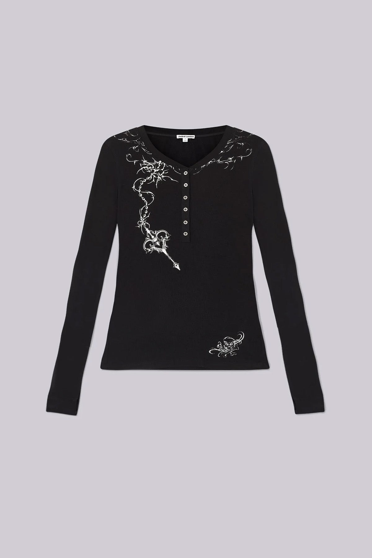 Ines Black Henley Top