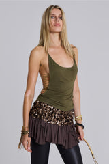 Aleya Beaded Top in Khaki