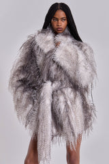 Haka Faux Feather Fur Belted Coat