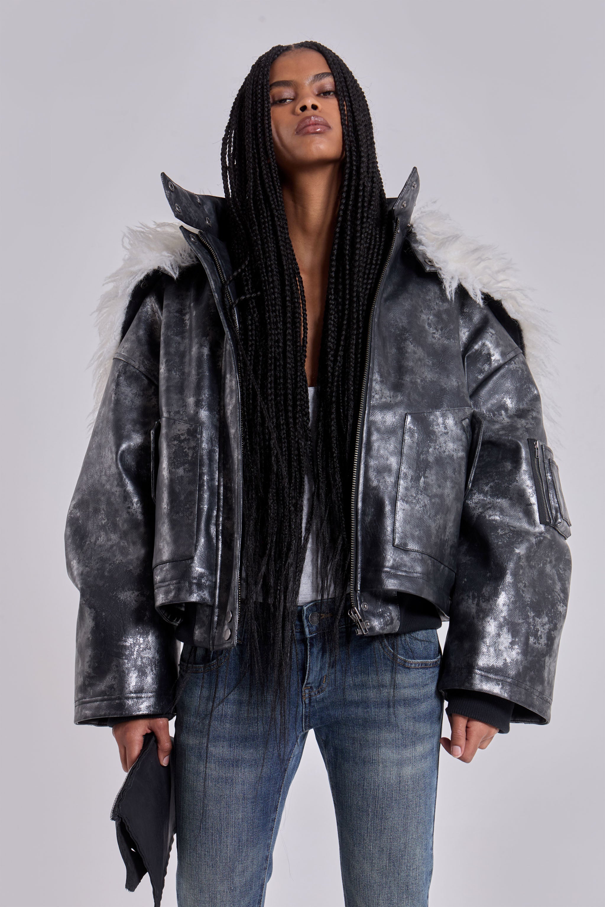 Mistra PU Leather Bomber Jacket