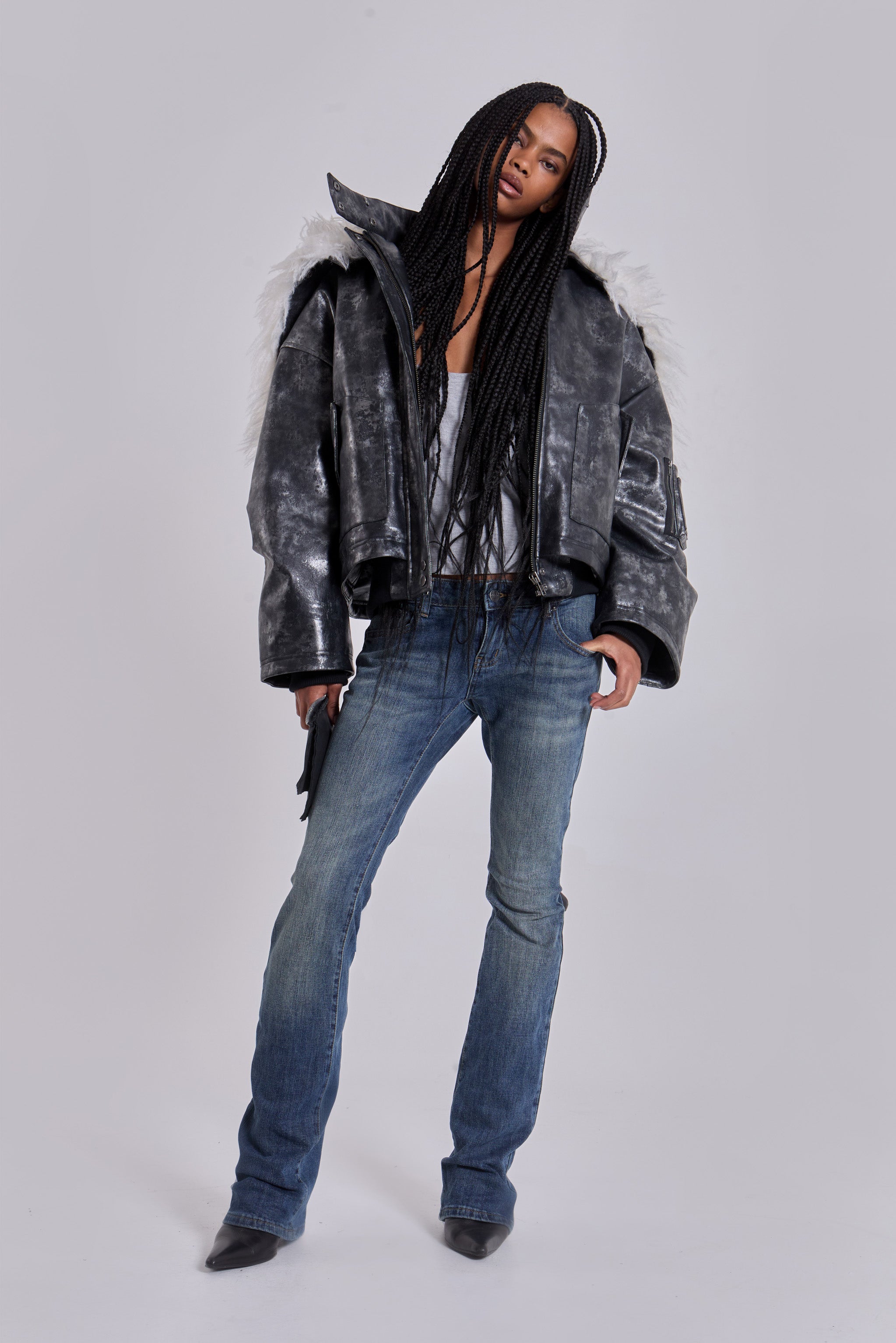 Mistra PU Leather Bomber Jacket