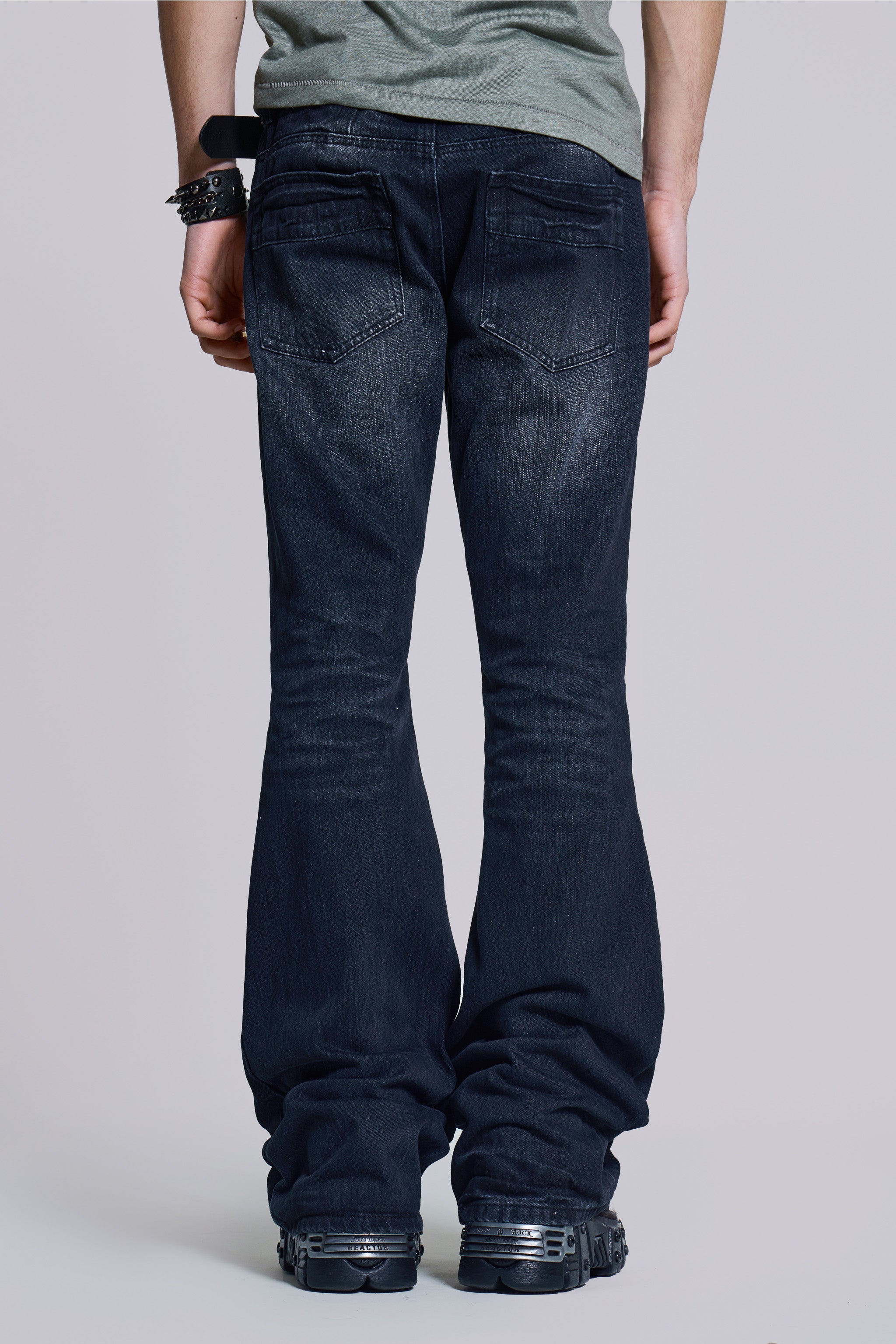 Indigo Creased Drift Flared Jeans