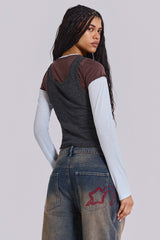 Lexie Triple Layer Long Sleeve Top in Grey