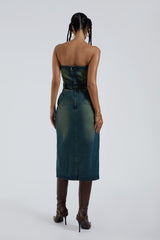 Liberty 2 In 1 Detachable Denim Blue Midi Dress